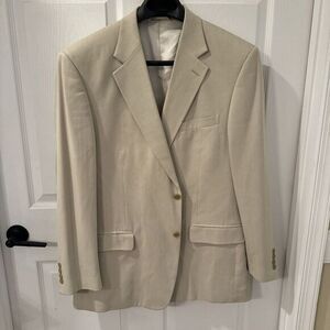 Bert Pulitzer Blazer Men size 44R Tan Natural Woven Neutral  Silk Classic Jacket